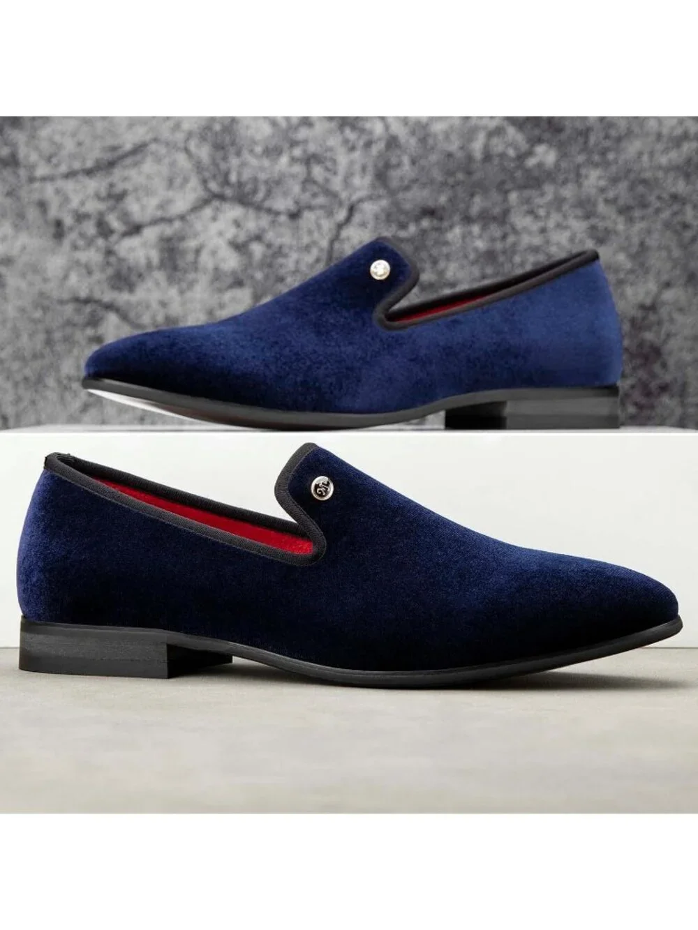 Meijiana Men's Blue08 Velvet Loafers Slip On Tuxedo Wedding Formal Shoes